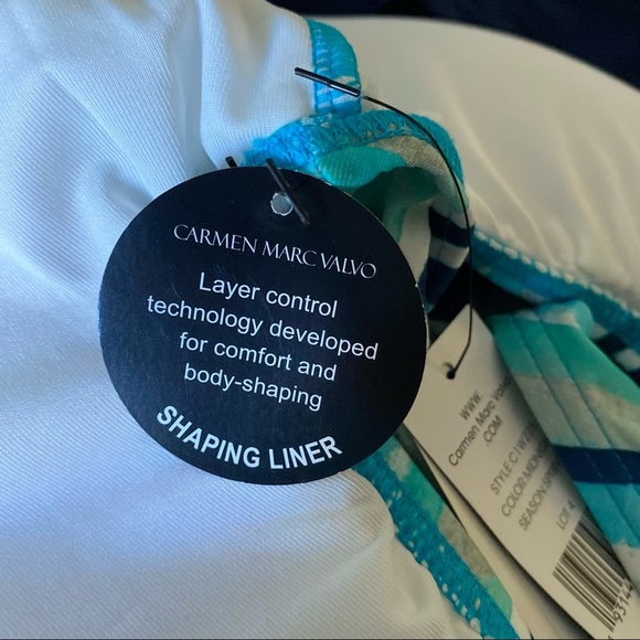 Carmen Marc Valvo One Piece Palermo Waters V-Neck Swimsuit Size 6 NWT - Picture 9 of 12